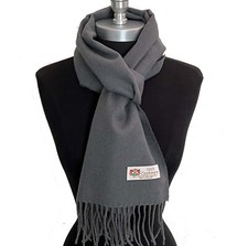 New Winter Warm 100 CASHMERE Scarf Made In England Soft Solid Gray