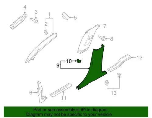 Panel de ajuste de pilar lateral del conductor genuino Ford Lincoln MKS 2009-2012 BA5Z-5424347-AB Foto 2 de 2