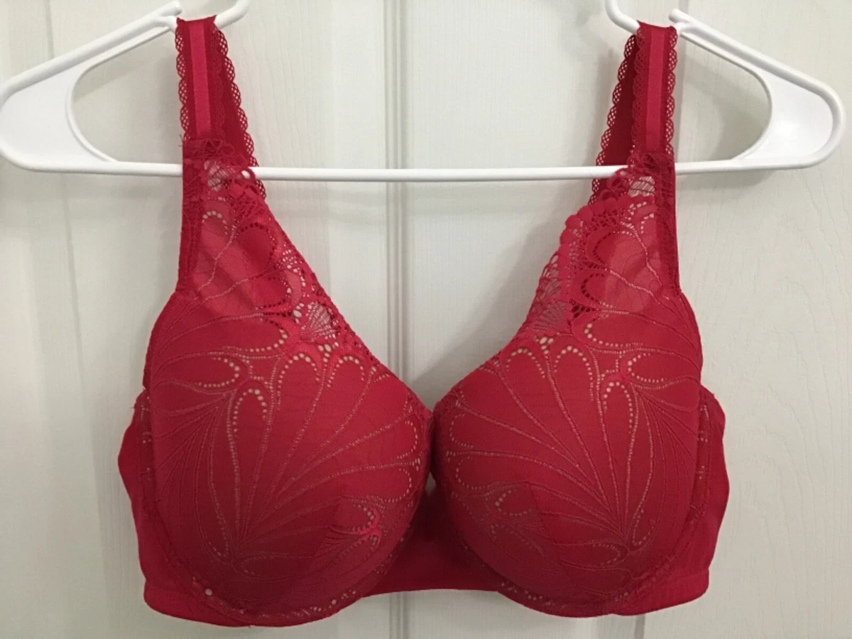 Wonderbra Red Lace Overlay Underwire Push-Up Bra 36DD