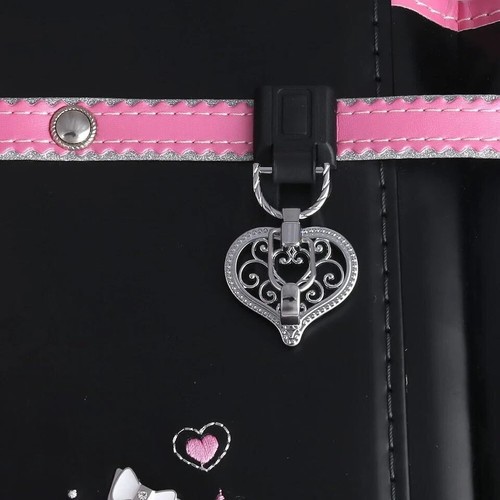 Randoseru Backpack Japanese School Bag Heart Ribbon bow Embroidery Black Cute - Picture 3 of 11