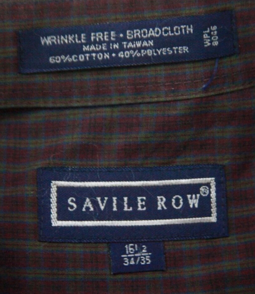 Savile Row Burgundy Red Man's Pocket Dress Shirt Large Long Sleeve 16.5 35 1-532 - Image 4 of 4