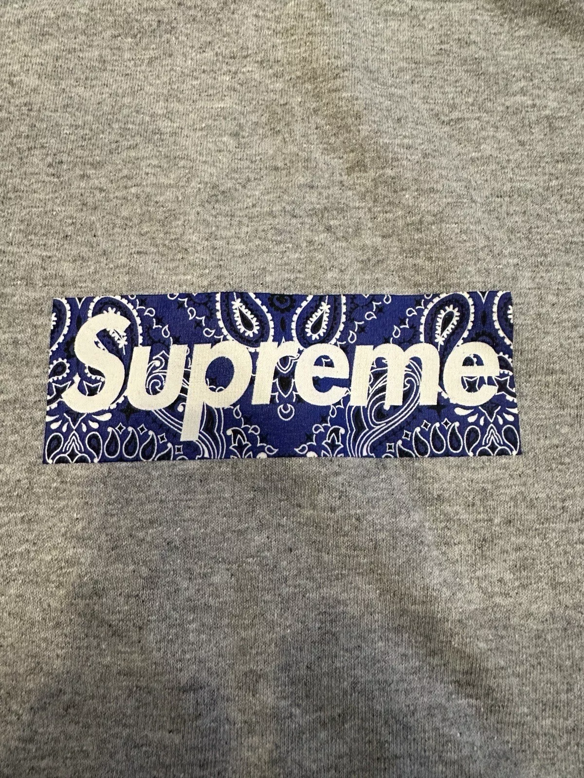 T shirt logo Supreme Bandana Box neuf gris taille moyenne FW19 XL