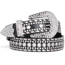 SUOSDEY Rhinestone Belt for Men Women Western Cowboy Cowgirl Bling Studded Le...