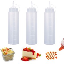 3Pc Plastic Sauce Bottles Squeeze Bottle Oil Condiment Dispenser Ketchup Kitchen