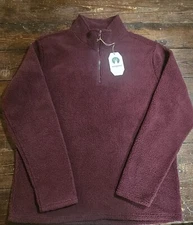 Weatherproof Fleece Sherpa 1/4 Zip Jacket. Burgundy Size Large