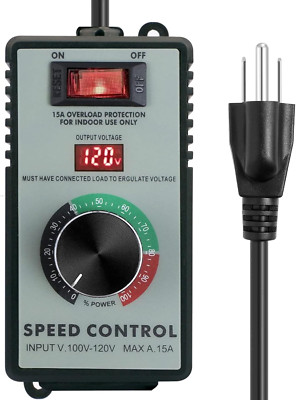 AC Motor Speed Controller 120V 15A Variable Speed Controller & Fan Speed Control