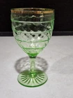 Anchor Hocking Uranium Green Block Optic 9 oz. Water Glass 5 3/4" GOLD TRIM