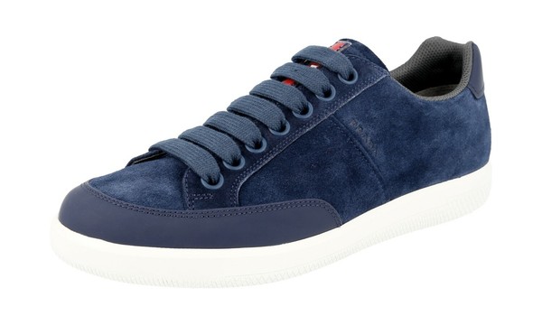 Prada Wildleder Linea Rossa Sneaker Roter Streifen 4E3027 Blau Neu - 6 40-image