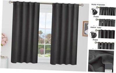  40 Inch Length Blackout Curtains for Cafe - 34''W x 40''L (Pack of 2) Dark Grey