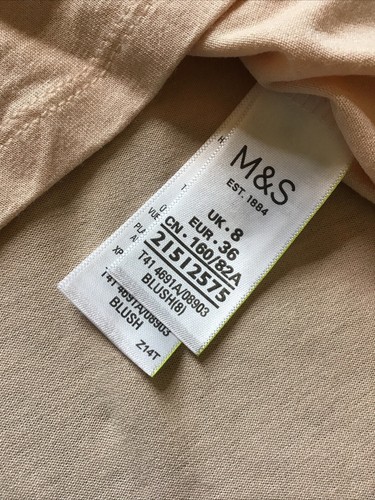 New BNWT M&S Nude Blush Pink Spotted Textured Double Layered Top Blouse - Sz 8 - Picture 6 of 8
