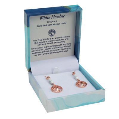 Bramble Bay - Tree of Life Duo Earrings - White Howlite Rose Gold ...