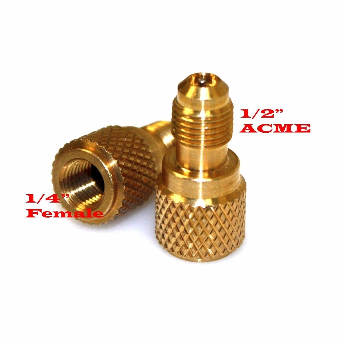 4-Pack R134a Tank Adapter – 1/2" ACME Female To 1/4" Male Flare – Brass A/C Fitting