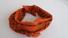 Rust Orange Block print bandanas Bohemian Style Cotton Neck Scarf handkerchief