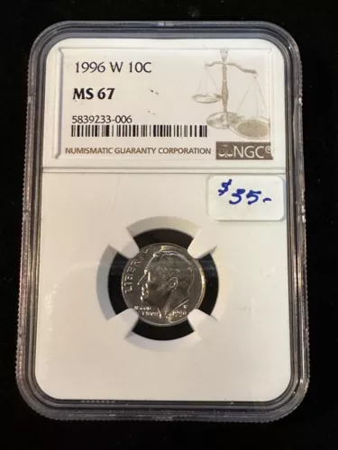 1996 W ROOSEVELT DIME NGC MS 67 006