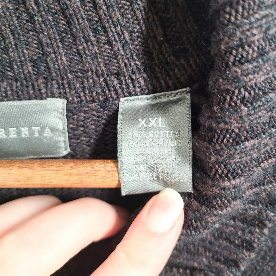 Suéter Pullover Oscar De La Renta Marrón Cuello Botón Cuello Simulado Para Hombre Talla XXL Foto 3 de 4