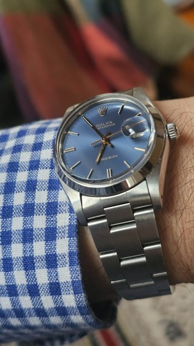 VINTAGE ROLEX OYSTERDATE 6694 BLUE DIAL MEN'S HAND-WINDING WATCH 1979 - Picture 3 of 24