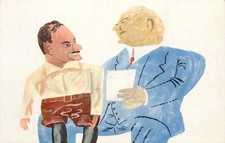 Political Postcard Hoover & Dewey as Puppet Ventriloquist's Dummy Pro Roosevelt