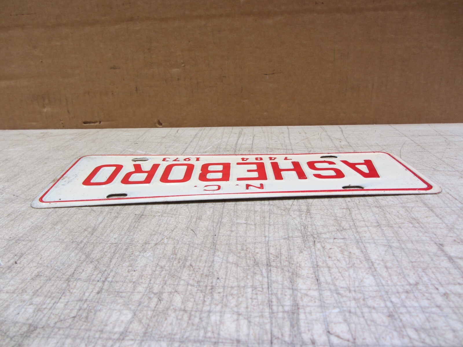 VTG ORIGINAL 1973 ASHEBORO NORTH CAROLINA NC LICENSE PLATE FRONT TAG