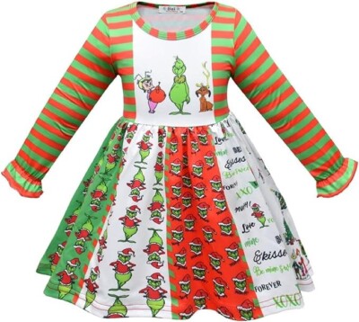 Quenny Thief Green Hair Monster Grinch Girls' Dress 10657