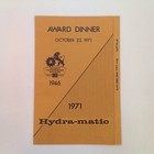 Vtg GM Detroit Transmission Division Hydra-Matic 25 Yrs 1946-1971 Award Dinner