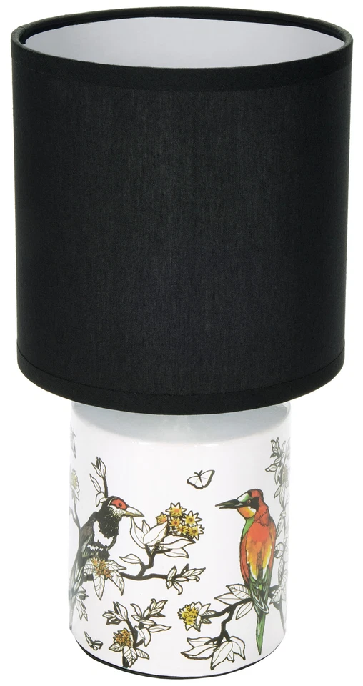 2er Set Tischlampen Vogelmotiv Keramik 30 cm Chinoiserie Stil Schwarz Weiß - Bild 4 von 4