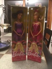 BARBIE BALLERINA BRUNETTE W PURPLE TUTU OR BLOND W FUSHIA NECKLACE TIARA NIB