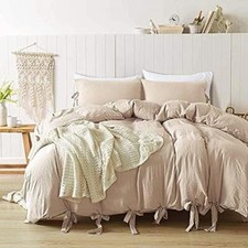 annadaif Khaki Duvet Cover King Size  3 Pieces Soft Washed Microfiber Duvet