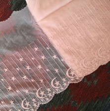 4 Yards 11" Wide Pink Tulle Mesh Lace with Embroidered Moon and Star xh078