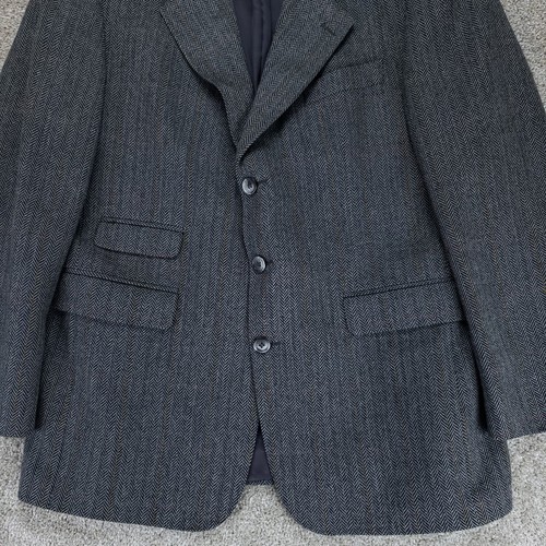 Burberry Blazer Mens 42R Gray Herringbone Plaid Wool Suit Jacket Sport Coat - Picture 3 of 15
