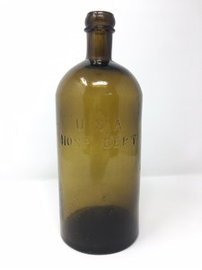 Civil-War-Era-USA-Hosp-Dept-Olive-Deep-Green-Glass-Hospital-Bottle-Antique