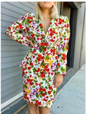 Ungaro Parallele Paris Fruit Skirt Suit Set Cotton Sz. S