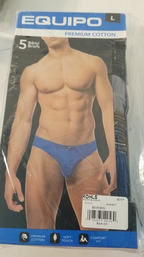 Men's Equipo 5-Pack Bikini Briefs (Black Color) Cotton Underwear Size medium - 第 6/6 張圖片