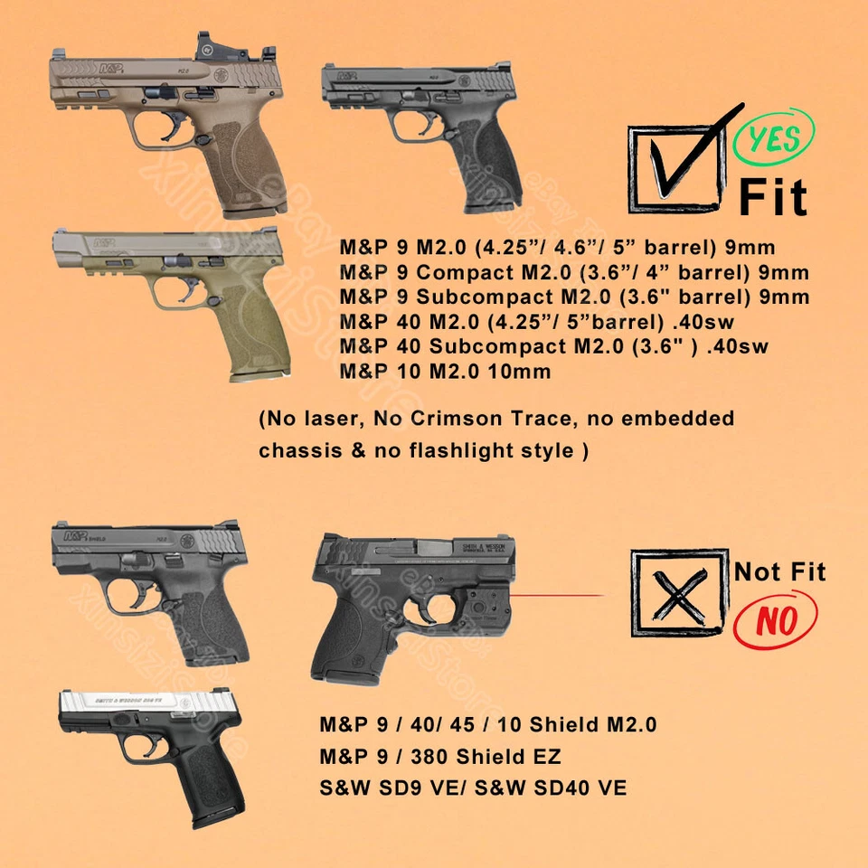 M&P9 M&P40 M&P10 Holster Fits Smith & Wesson S&W M&P 9 40 M2.0 Compact Full Size - Image 2 of 4