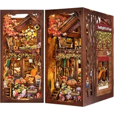 DIY Bookend Book Nook Kit, Wooden Puzzle Booknook for Bookshelf Decoration