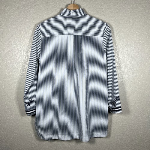Chico's Gr. 4 Popover Tunika Bluse Shirt Popeline gestreift Küste Strand Maritim - Bild 7 von 9
