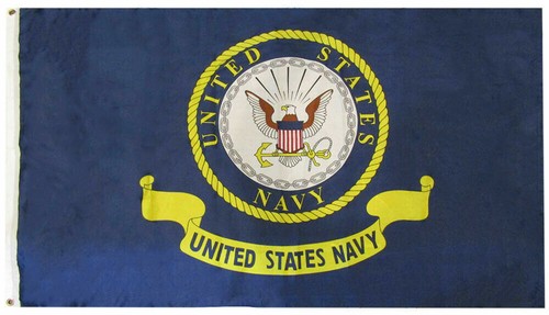 US Navy Flagge, 3'x5' (ca. 90x150cm) – Aus Premium-Polyester, Blau-weißes Emblem