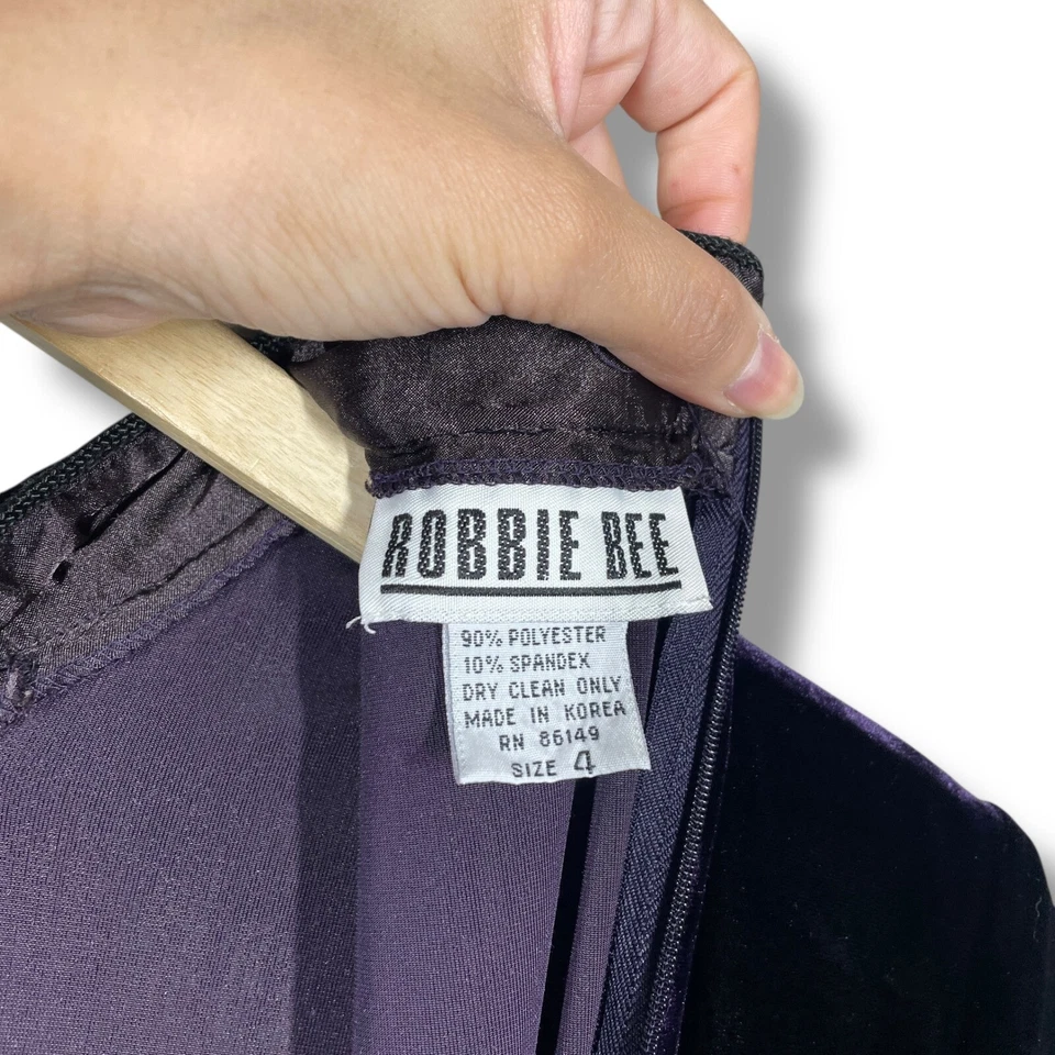Vintage Robbie Bee Velvet Dress Womens 4 Cheongsam Purple Whimsygoth Chic - Image 2 of 4