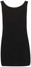 Womens Scoop Neck Sleeveless Ladies Long Stretch Plain Vest Strappy T-Shirt Top