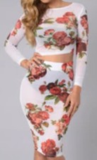 Sheer Floral Skirt Set Fashion Nova