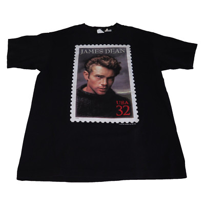 Vintage Rare Warner Bros James Dean 1996 USPS 32c Postage Stamp T Shirt Black L