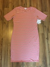 NWT LuLaRoe Womens XL Peachy Pink Ribbed Striped Dress