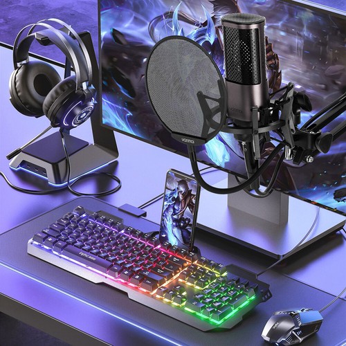 Professional Desktop Live Broadcast Microphone Condenser Recording Mic Set - Bild 11 von 12
