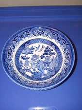 Four Churchill Blue Willow Coupe Cereal  Bowls Approximately 6" Excellent Shape