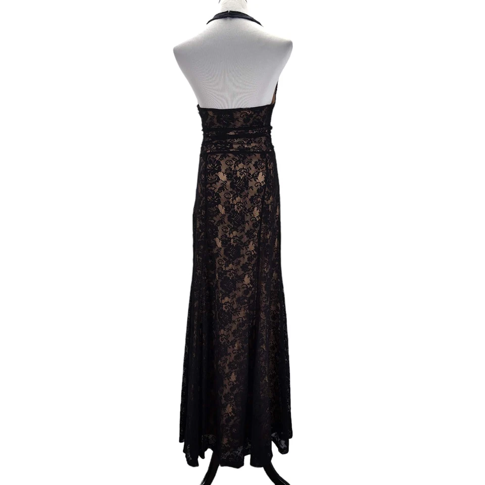Vintage 90s Newport News Lace Overlay Formal Dress Size 10 Black Stretch Mermaid - Image 3 of 4