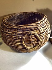 24  Round wicker basket with handles - woven very nice 14  Tall