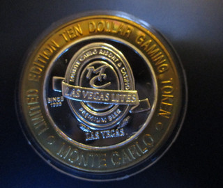 Las Vegas $10 Gaming .999 Silver Limited Edition Monte Carlo Las Vegas Lites