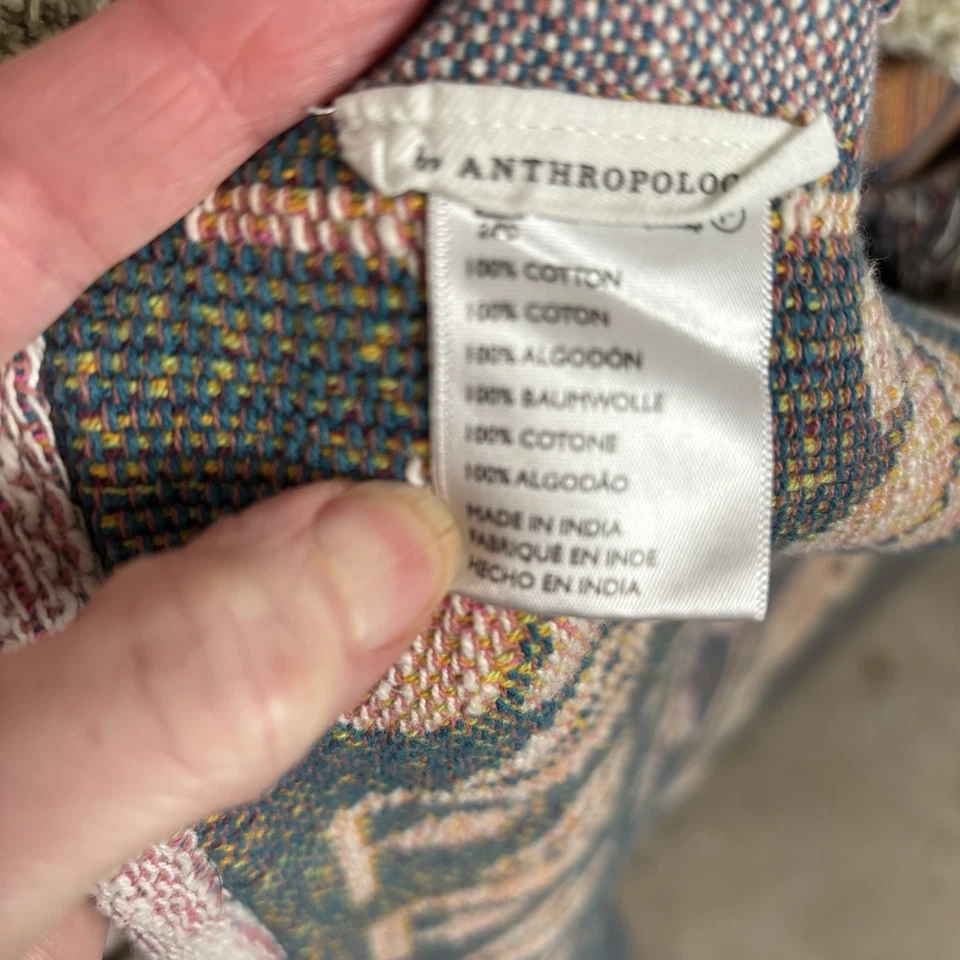 Anthropologie Handcrafted Barbary Throw Blanket Lions 50x60 Tufted Embroidered - Image 4 of 4