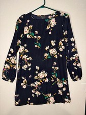 Lulus Herbaceous Babe Navy Floral Print Long Sleeve Shift Dress