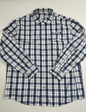 Field  Stream Shirt Mens Large Blue Plaid Long Sleeve Button Up Lined Fishing