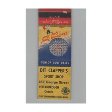Matchbook Cover Dit Clapper Sport Shop NHL Hockey Hall Of Famer Peterborough ON